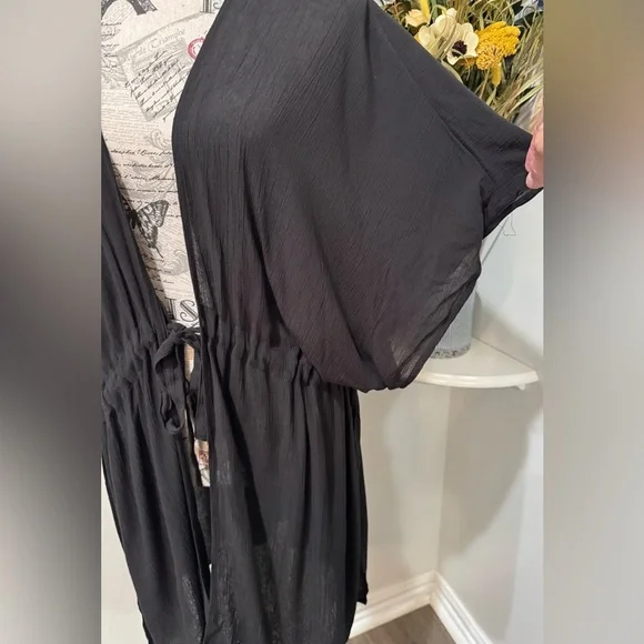 Swimsuit cover Black Kimono style size S/M - Picture 7 of 9